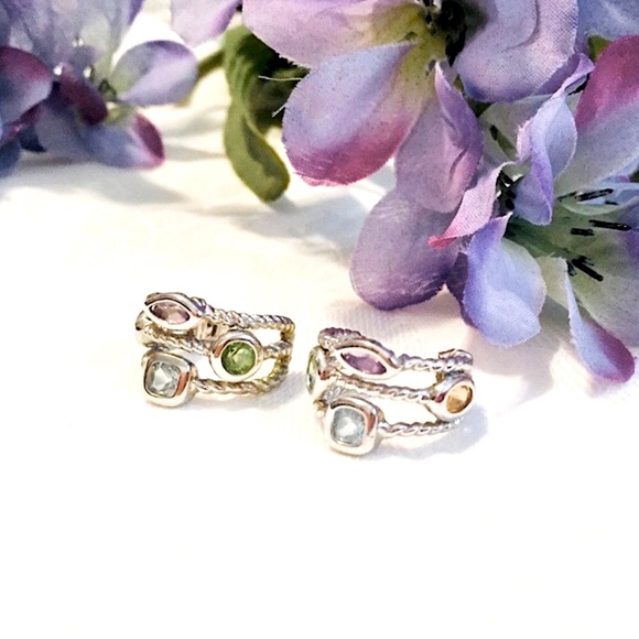 SOLD Sterling Topaz Amethyst Peridot Citrine Ear - Picture 8 of 14